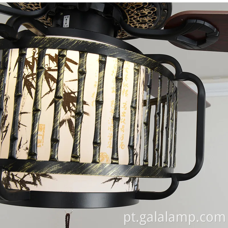 Lâmpada de ventilador de teto chinês vintage para salas de vida e jantar